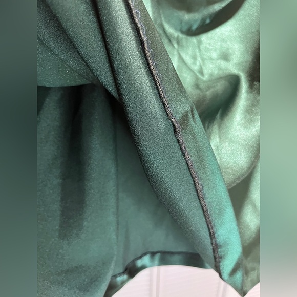Emerald Green Satin A-Line Skirt - Picture 3 of 5